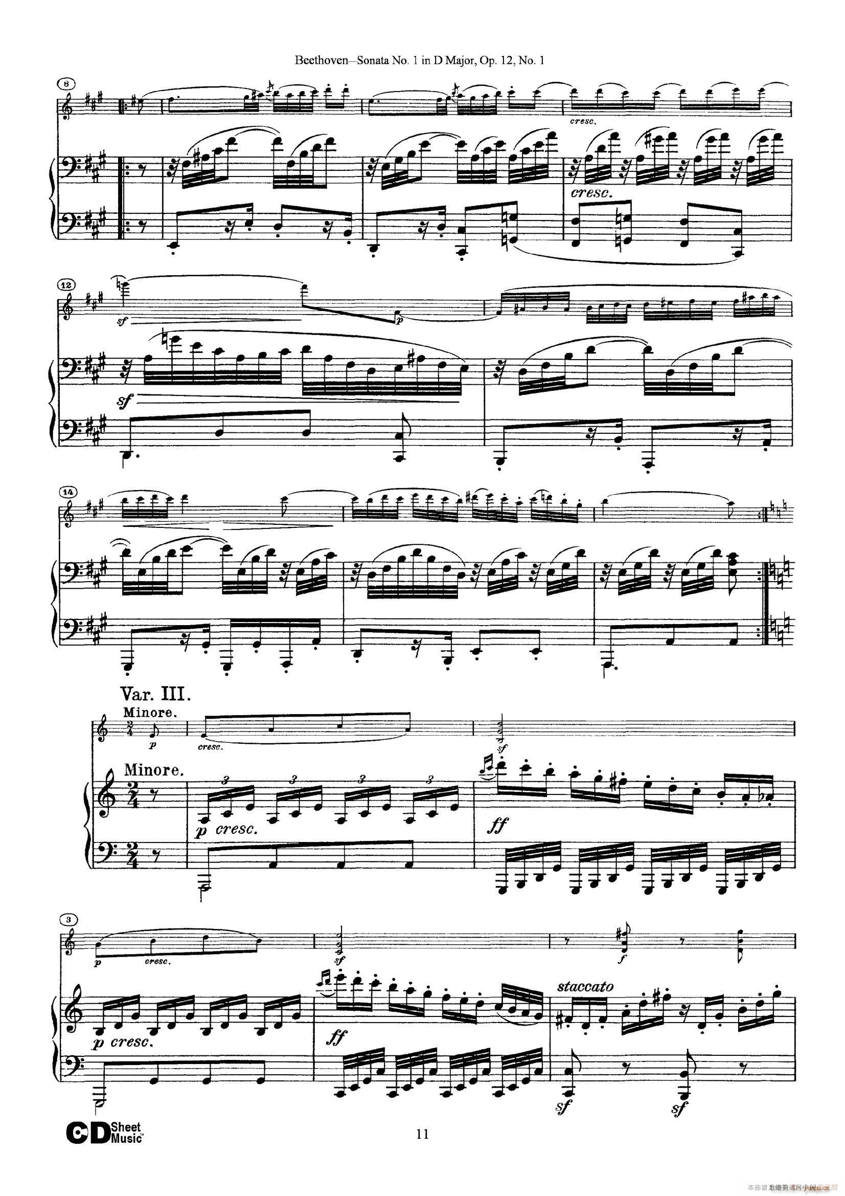 D{(dio)һСQ Sonata No 1 in D Major Op 12 No 1 ٰ(V)11