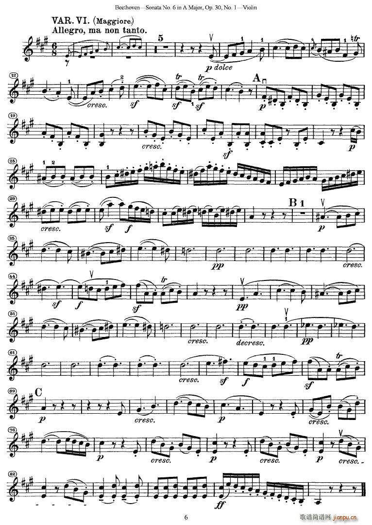 Sonata No.6 in A MajorOp.30No.1(СV)6