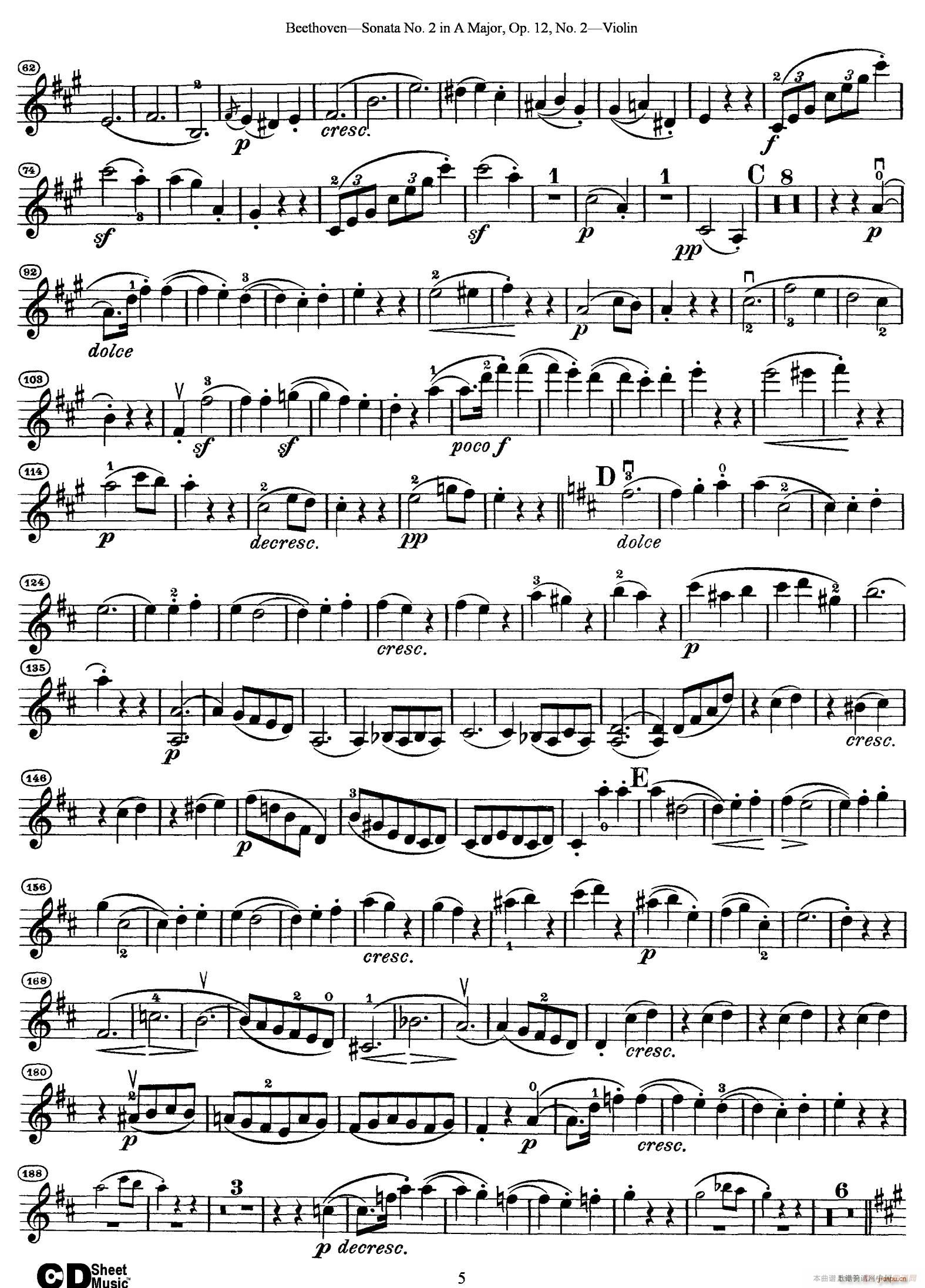 A{(dio)ڶСQ Sonata No 2 in A Major Op 12 No 2(СV)5