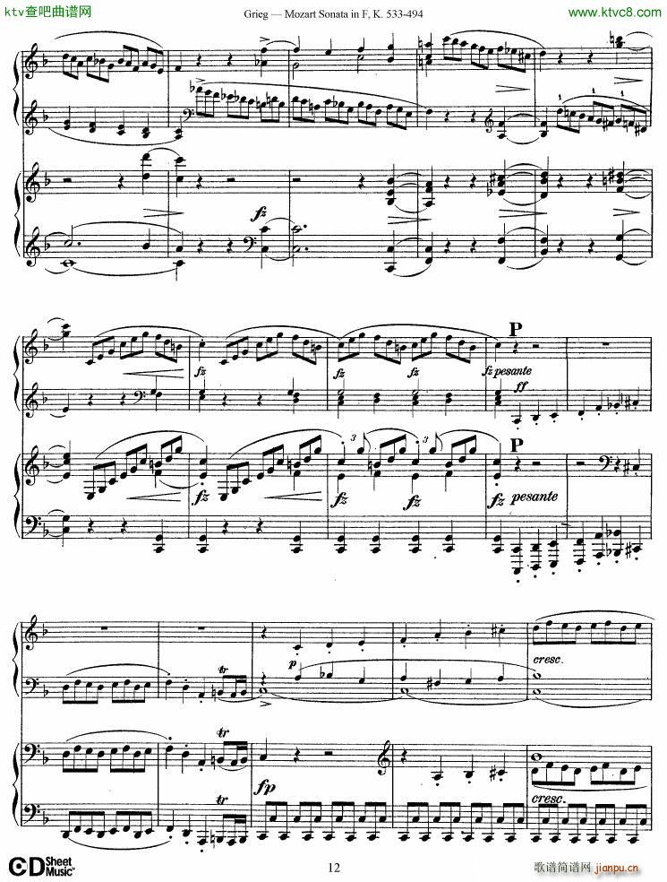 Grieg Sonata K 533 Mozart 2nd Piano Grieg(V)12
