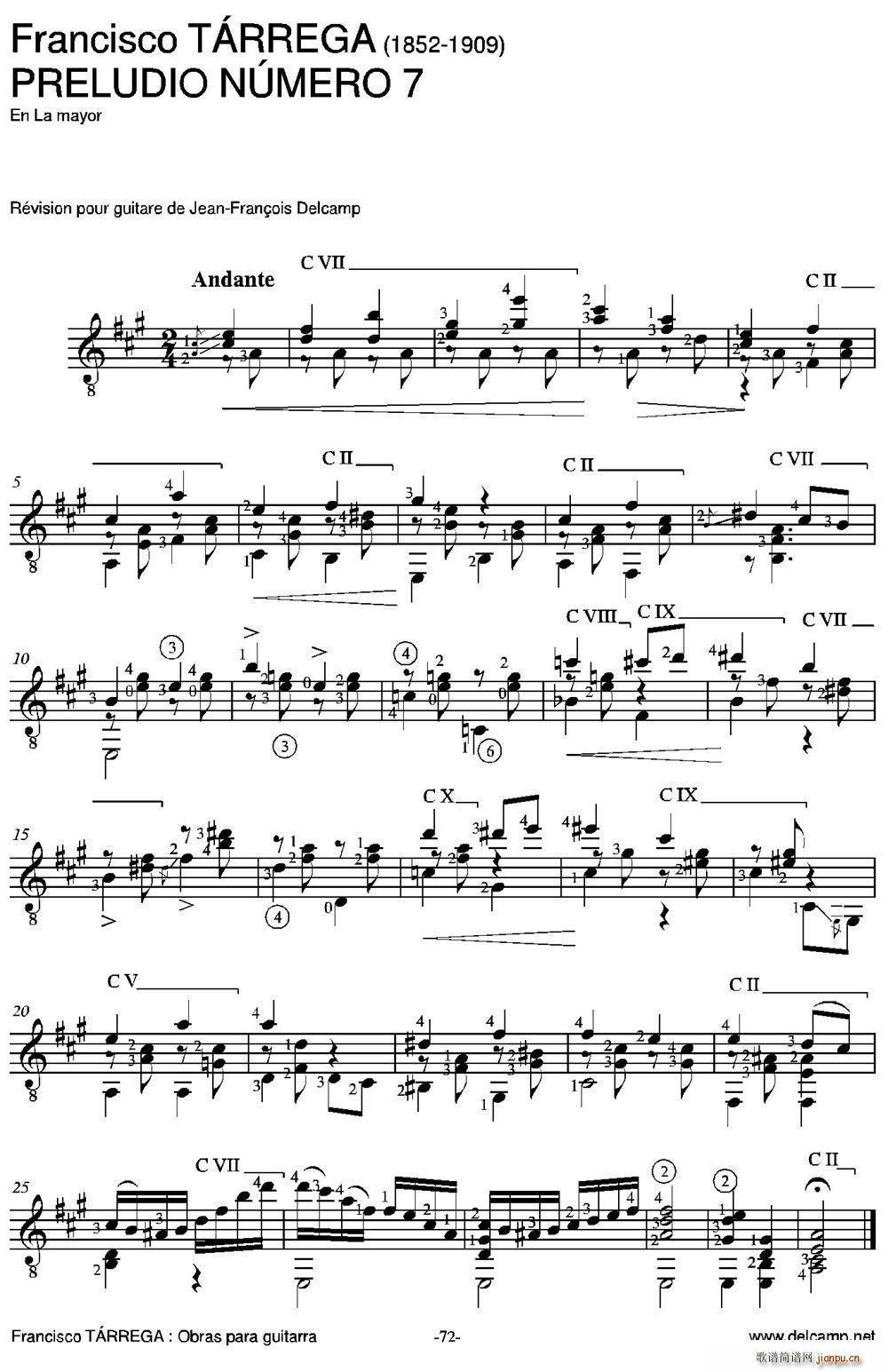 PRELUDIO NUMERO 7 En La mayor ŵ伪(V)1