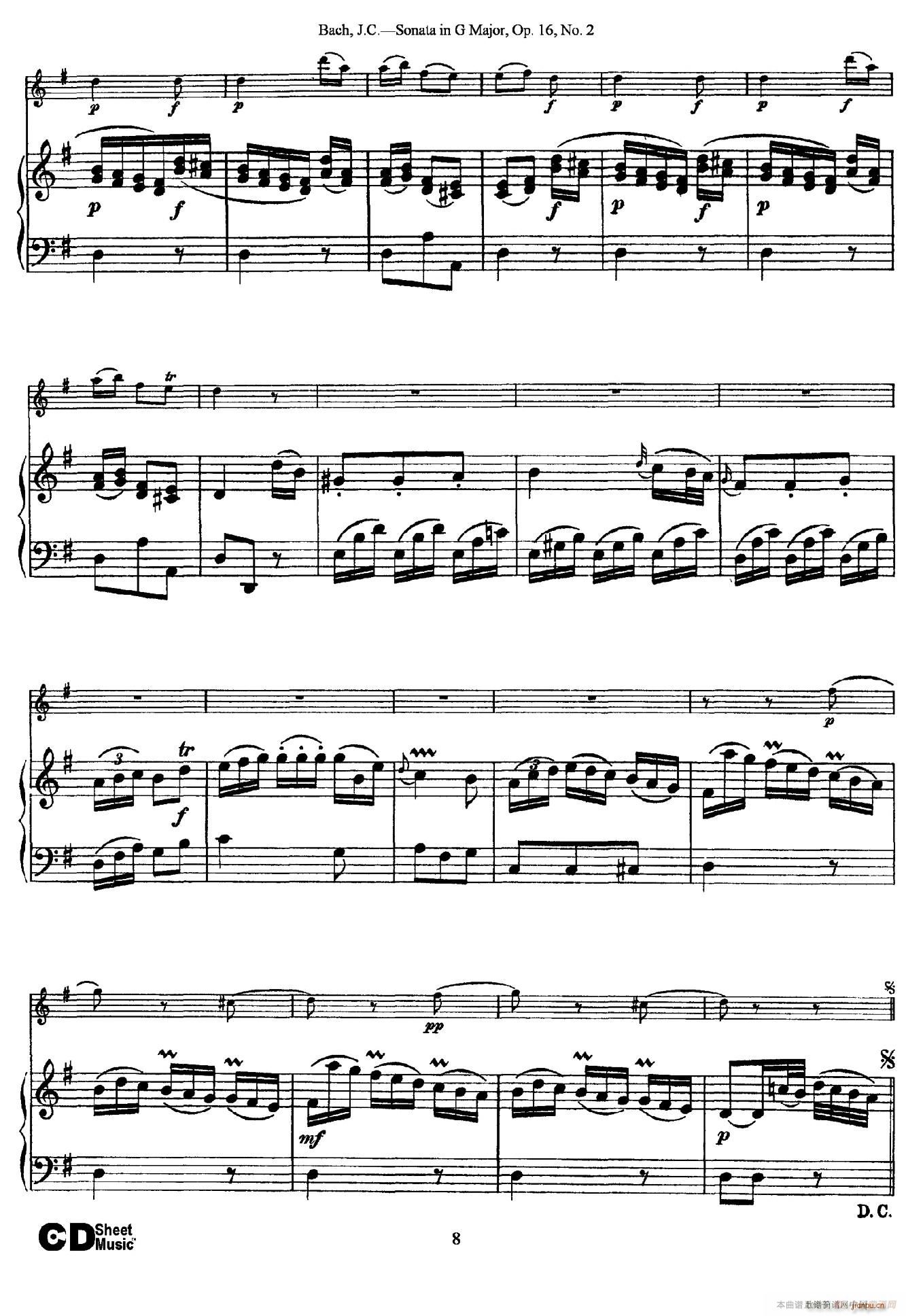Sonata in D Major Op 16 No 2 ٰ(V)8