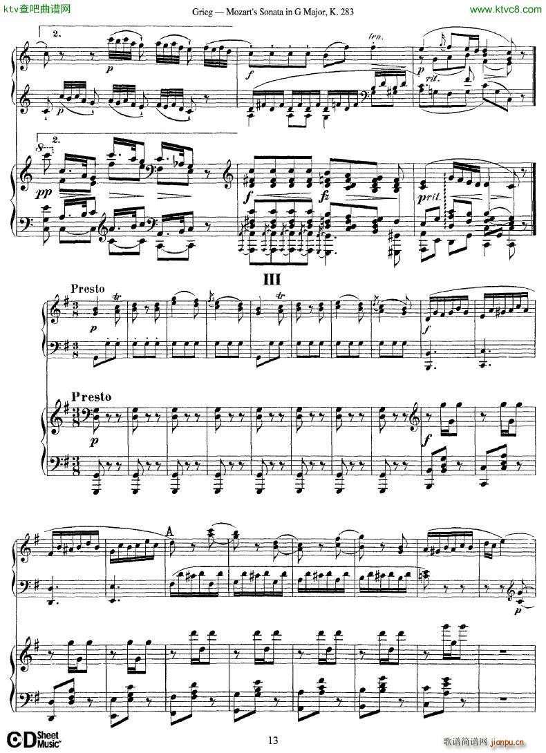 Grieg Sonata K 582 Mozart 2nd Piano Grieg(V)13