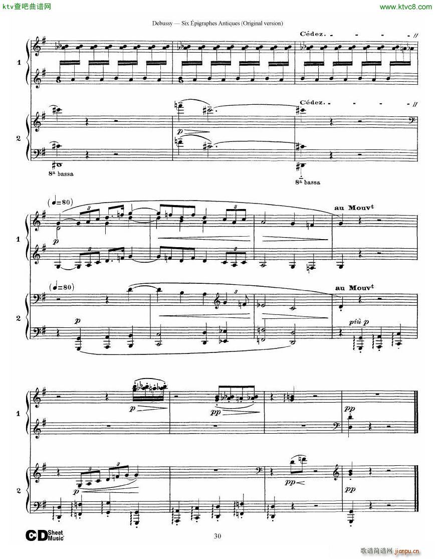 Debussy Six pigraphes Antiques 2 Piano s(V)30