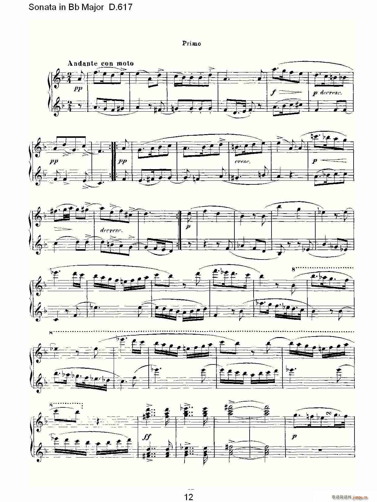Sonata in Bb Major D.617(ʮּ)12