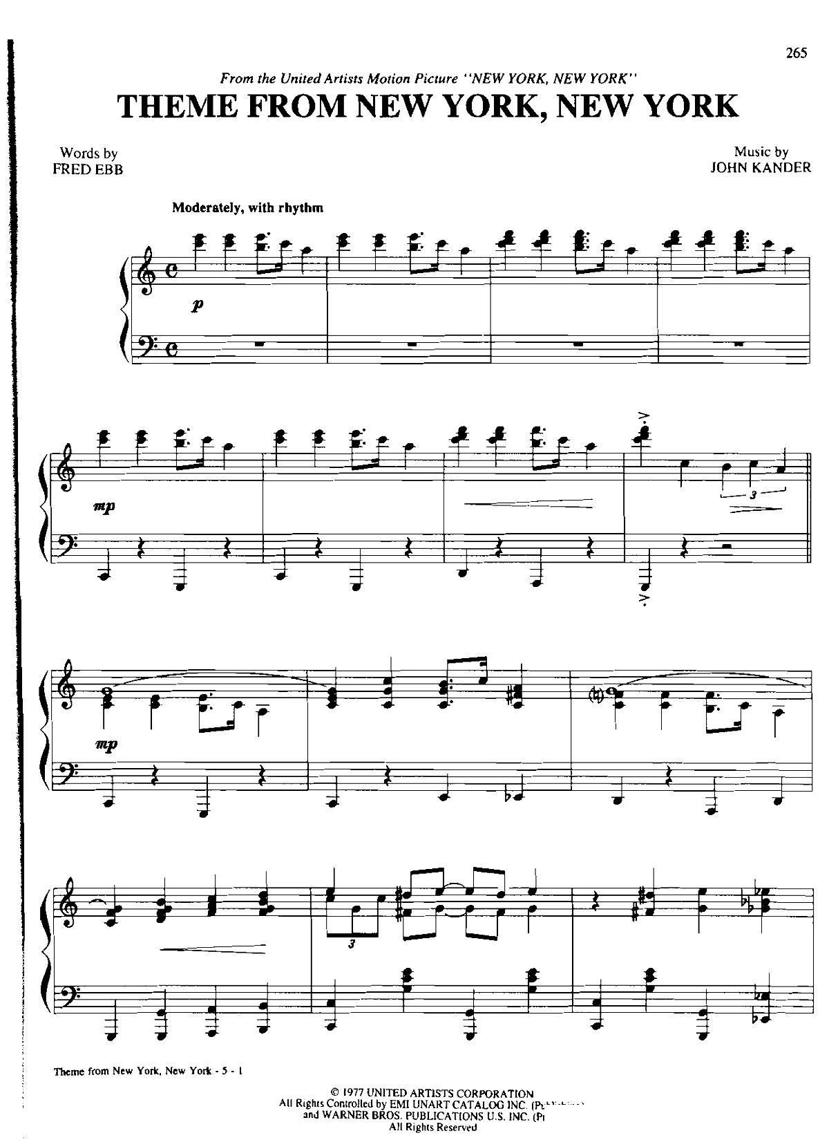 THEME FROM NEW YORK NEW YORK Dan Coates {(dio) (V)1