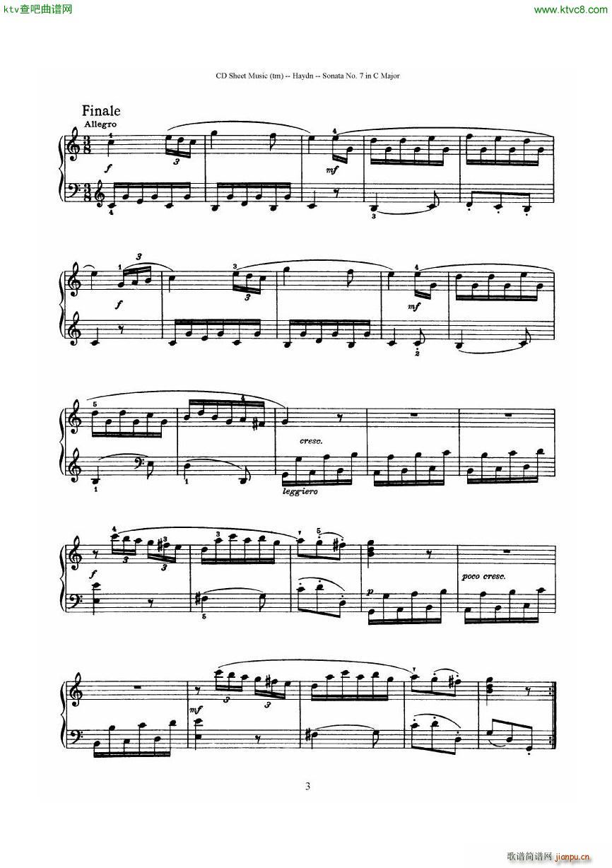 Haydn Joseph Sonata no 7 in C Major(V)3