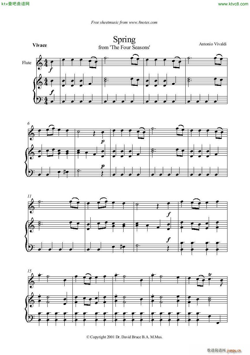 Vivaldi Spring flute piano easy(V)1