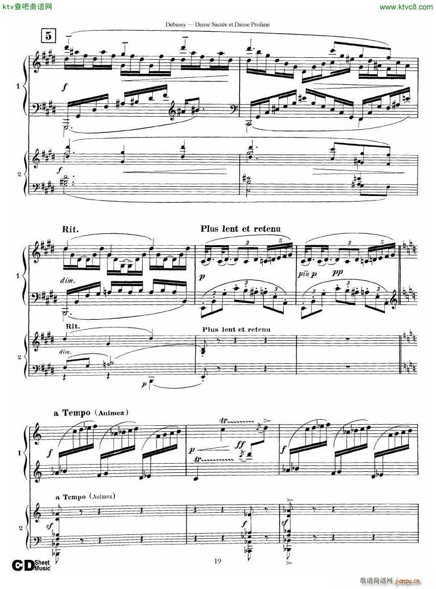 Debussy Danse Sacre et Danse Profane 2 Piano s(V)19