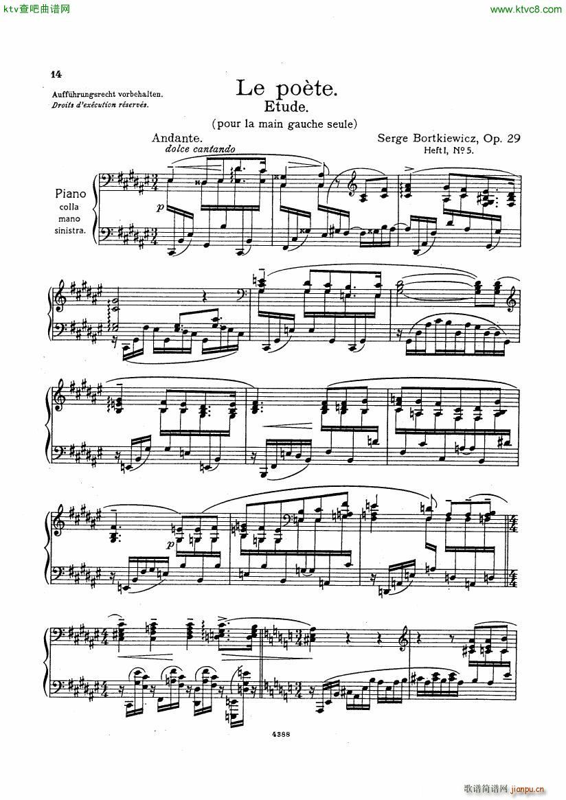 Bortkiewicz Op29 12 Etudes Nouvelles Book 1(V)13