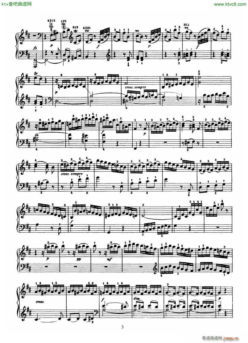Haydn Piano Sonata No 33 In D(V)3
