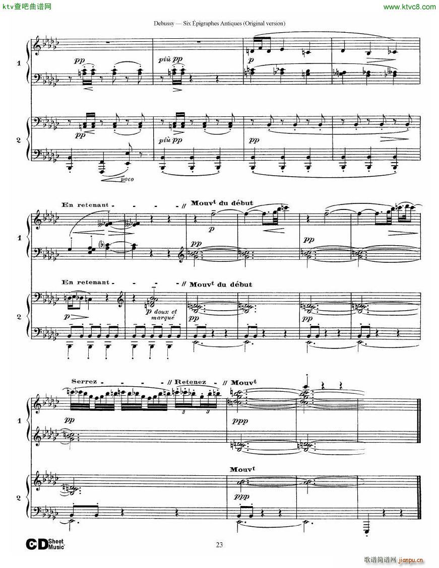 Debussy Six pigraphes Antiques 2 Piano s(V)23