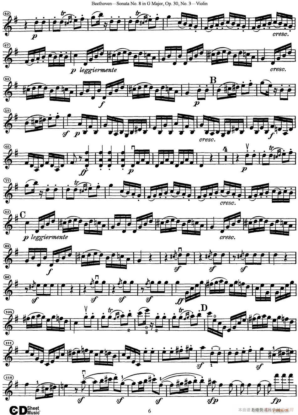 Violin Sonata No 8 in G Major Op 30 No 3(СV)6