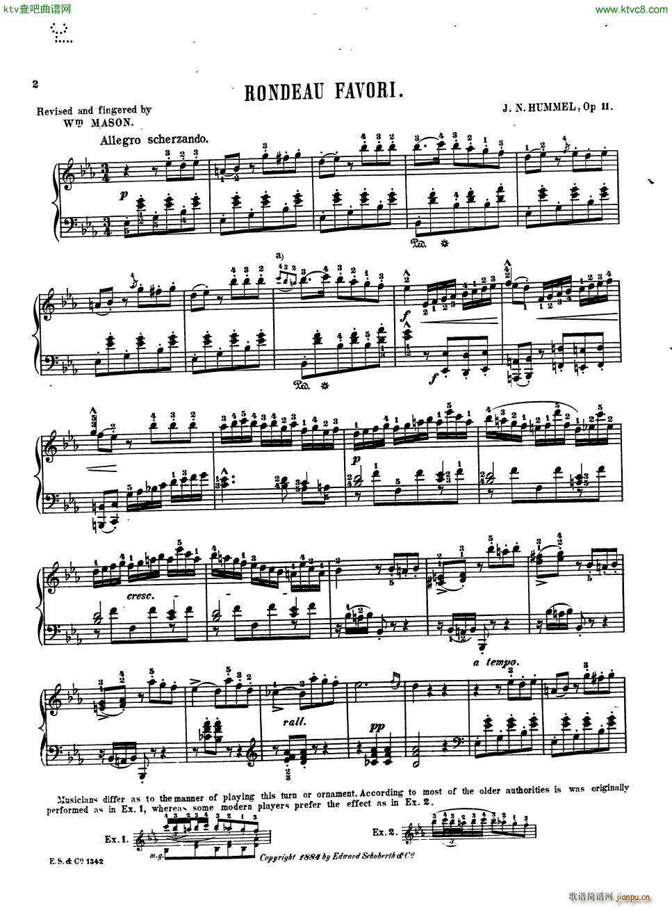 Hummel Johann Nepomuk Rondo Favori Op 11 pf(V)1