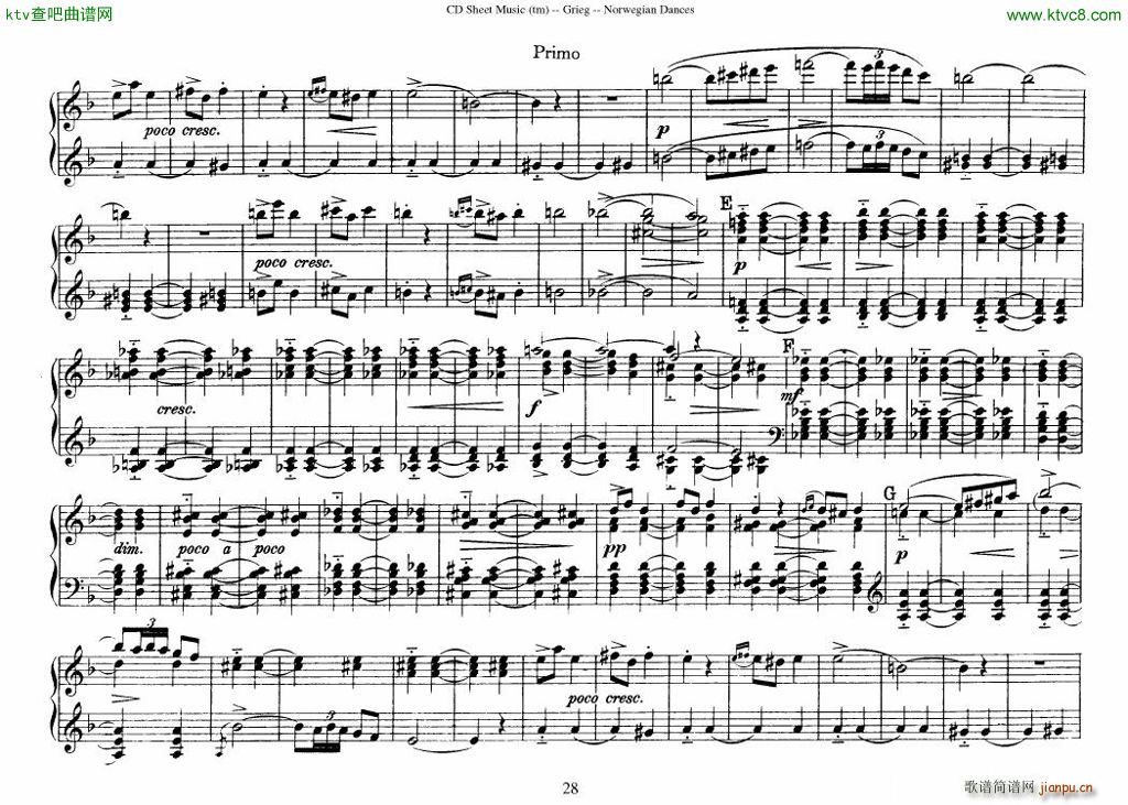 Grieg Norwegian Dance Op 35 1 4 Duet(V)28