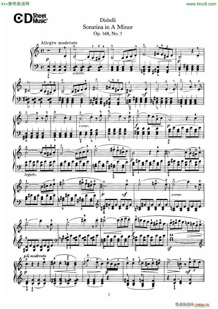 Diabelli Sonatinas Op 168 No 1 7 34P(V)29