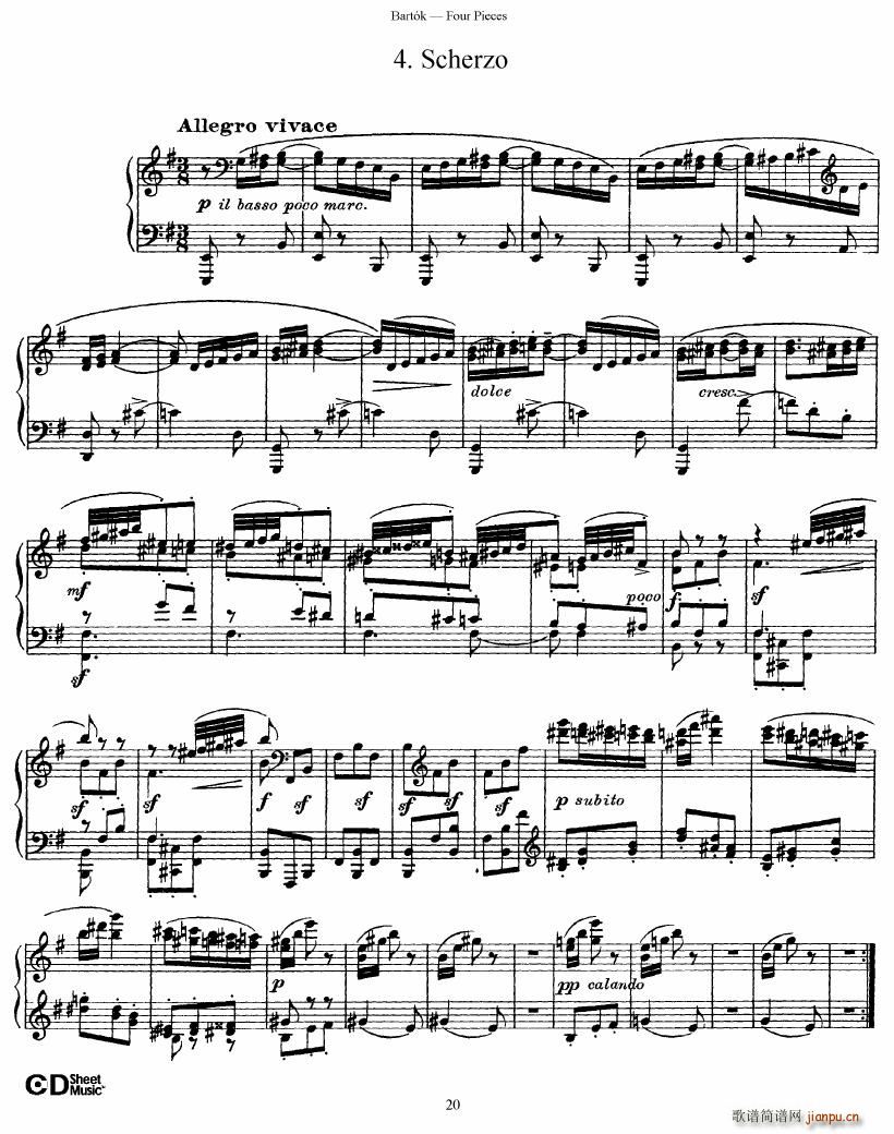 Bartok DD 71 Four Piano Pieces(V)20