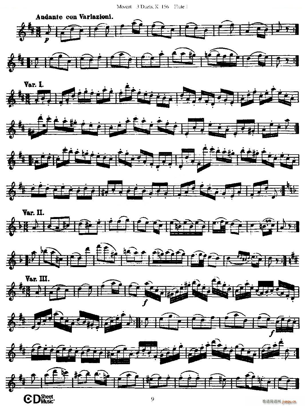 3 Duets K 156 ֮һL  K156̖(ho) ~(ѺV)9