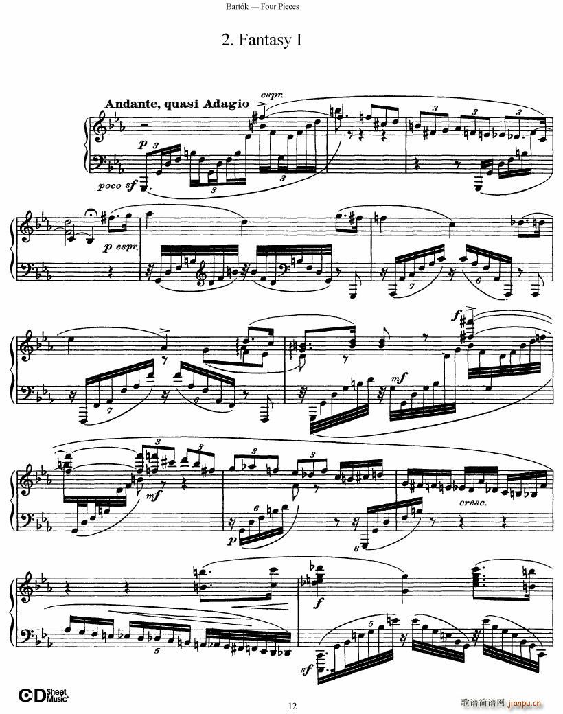 Bartok DD 71 Four Piano Pieces(V)12