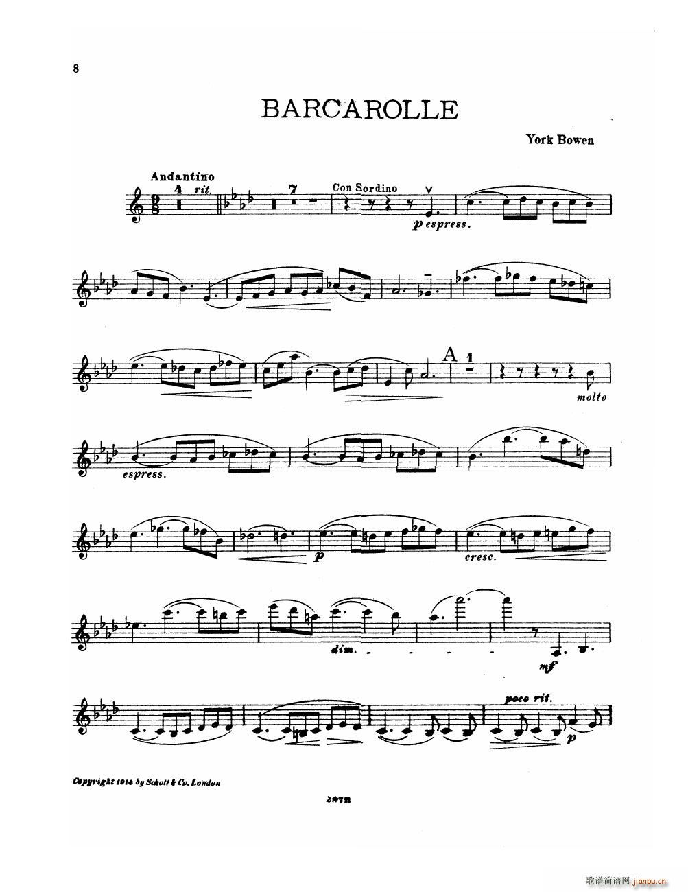 Bowen Suite for violin and piano violin part(V)8