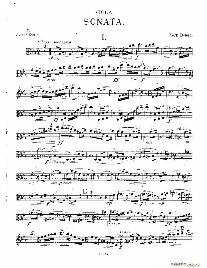 Bowen viola sonata No 1 Va part(V)1
