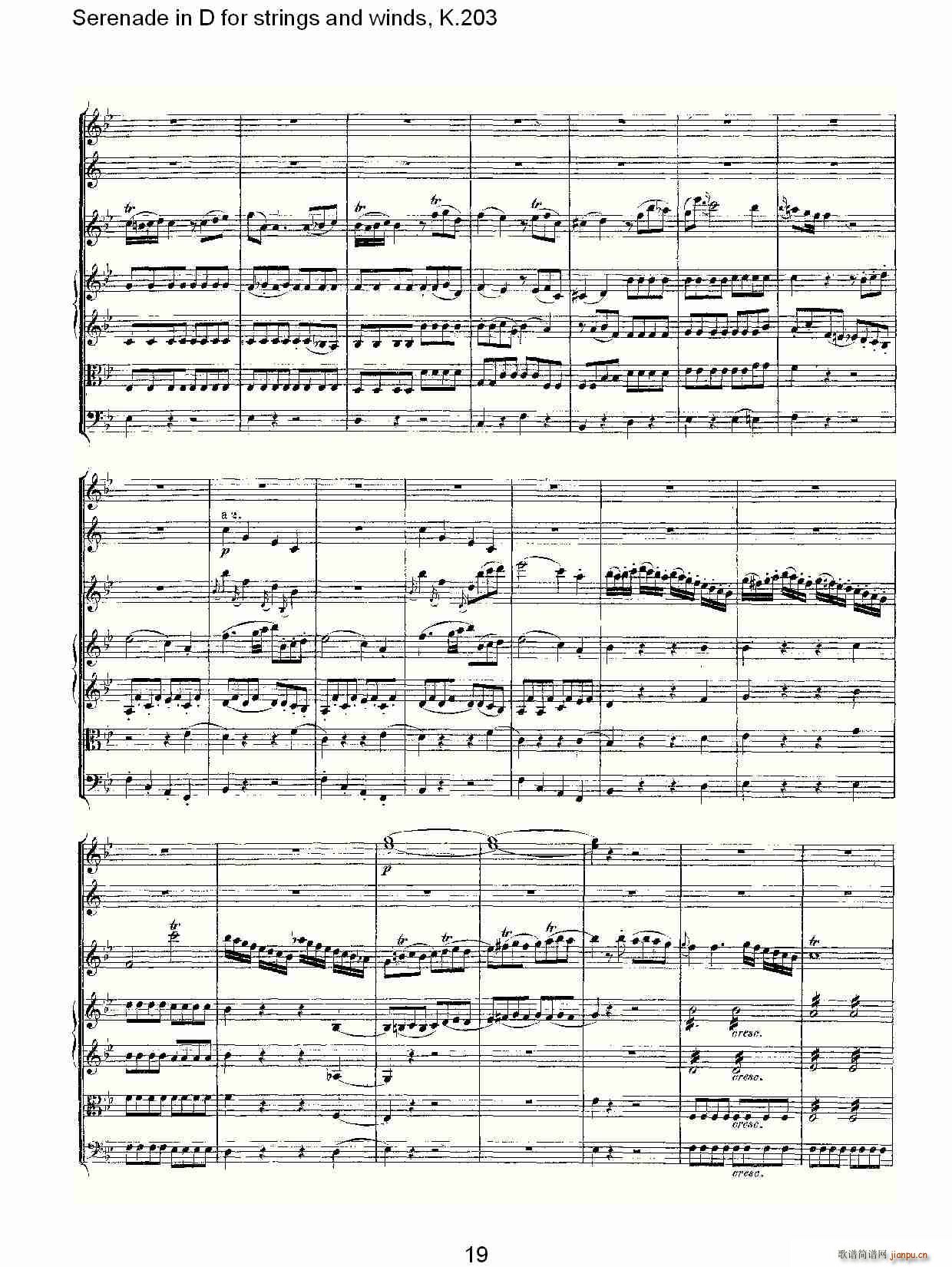 Serenade in D for strings and winds, K.203(ʮּ)19
