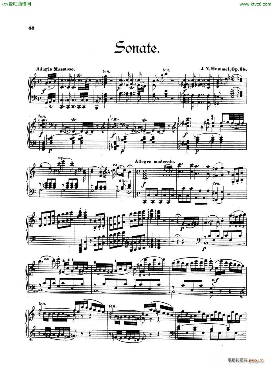 Hummel Sonata No 4 Op 38(V)1