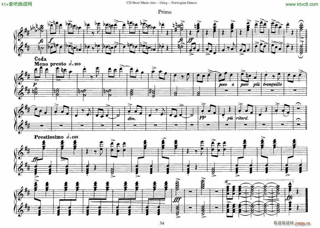 Grieg Norwegian Dance Op 35 1 4 Duet(V)34