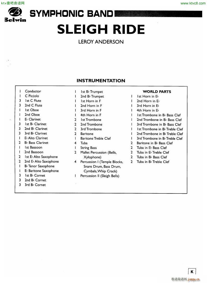 Anderson Sleigh Ride full score(V)1