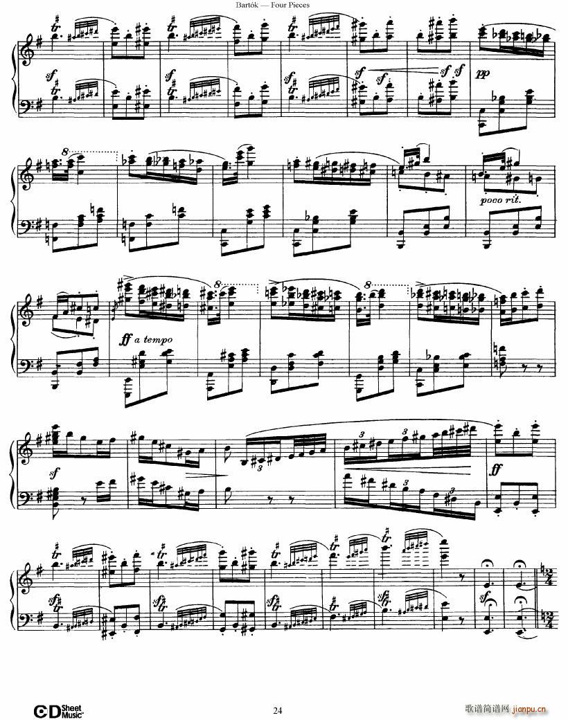 Bartok DD 71 Four Piano Pieces(V)24