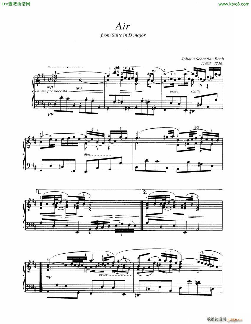 Bach JS BWV 1068 Air from Suite in D major(V)1