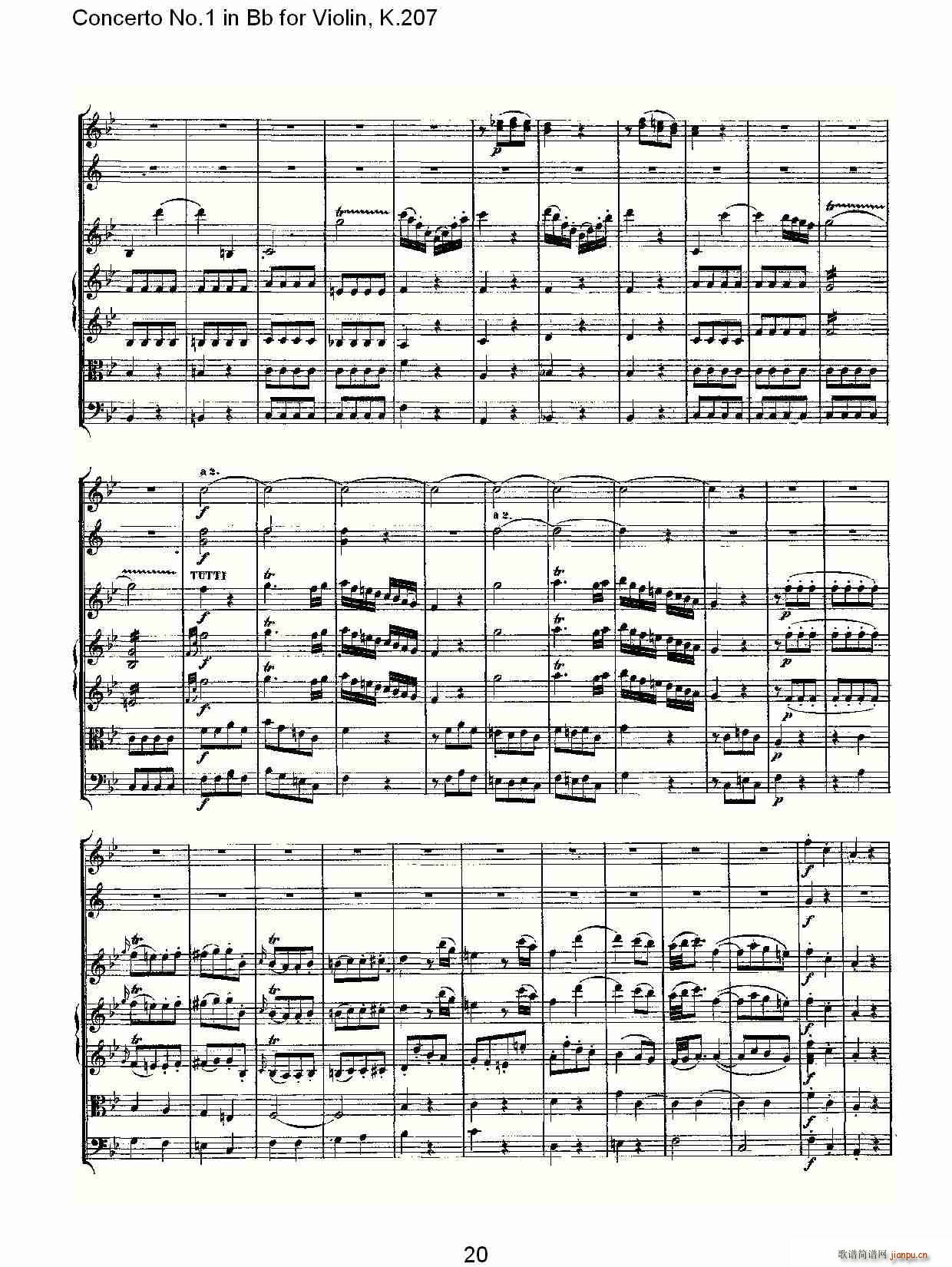 Concerto No.1 in Bb for Violin, K.207(СV)20