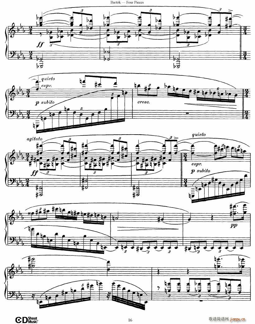 Bartok DD 71 Four Piano Pieces(V)16