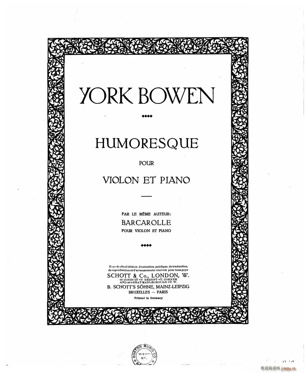 Bowen Humoresque for violin and piano(V)1