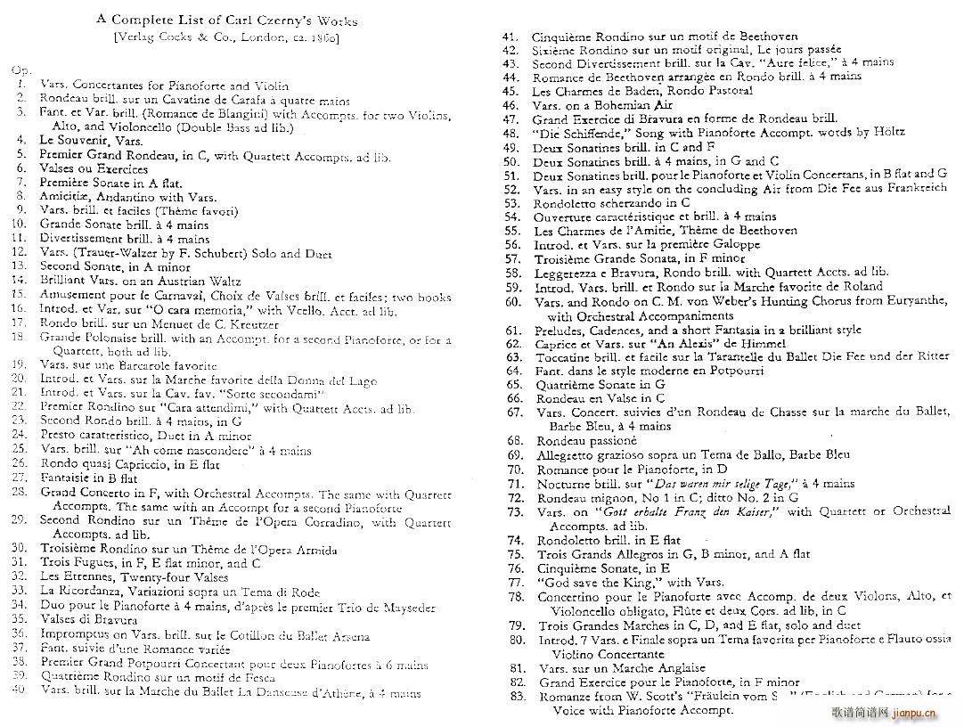 czerny complete list(V)1