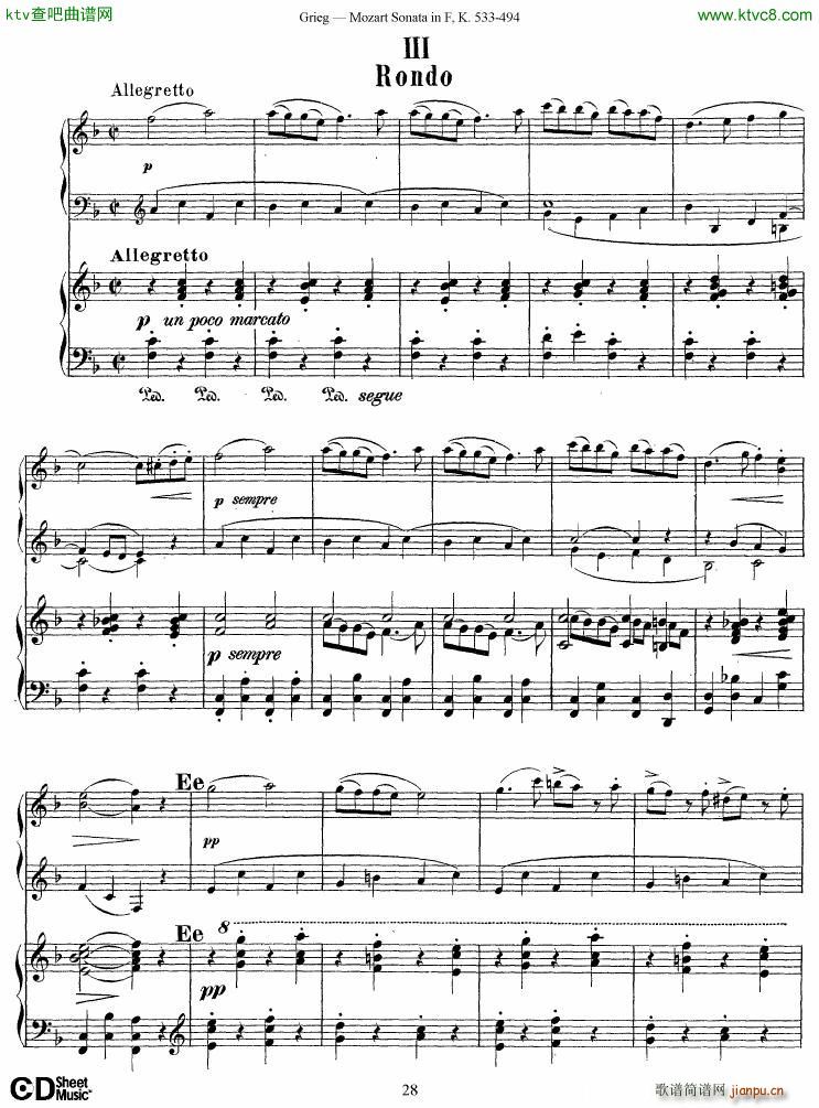 Grieg Sonata K 533 Mozart 2nd Piano Grieg(V)28