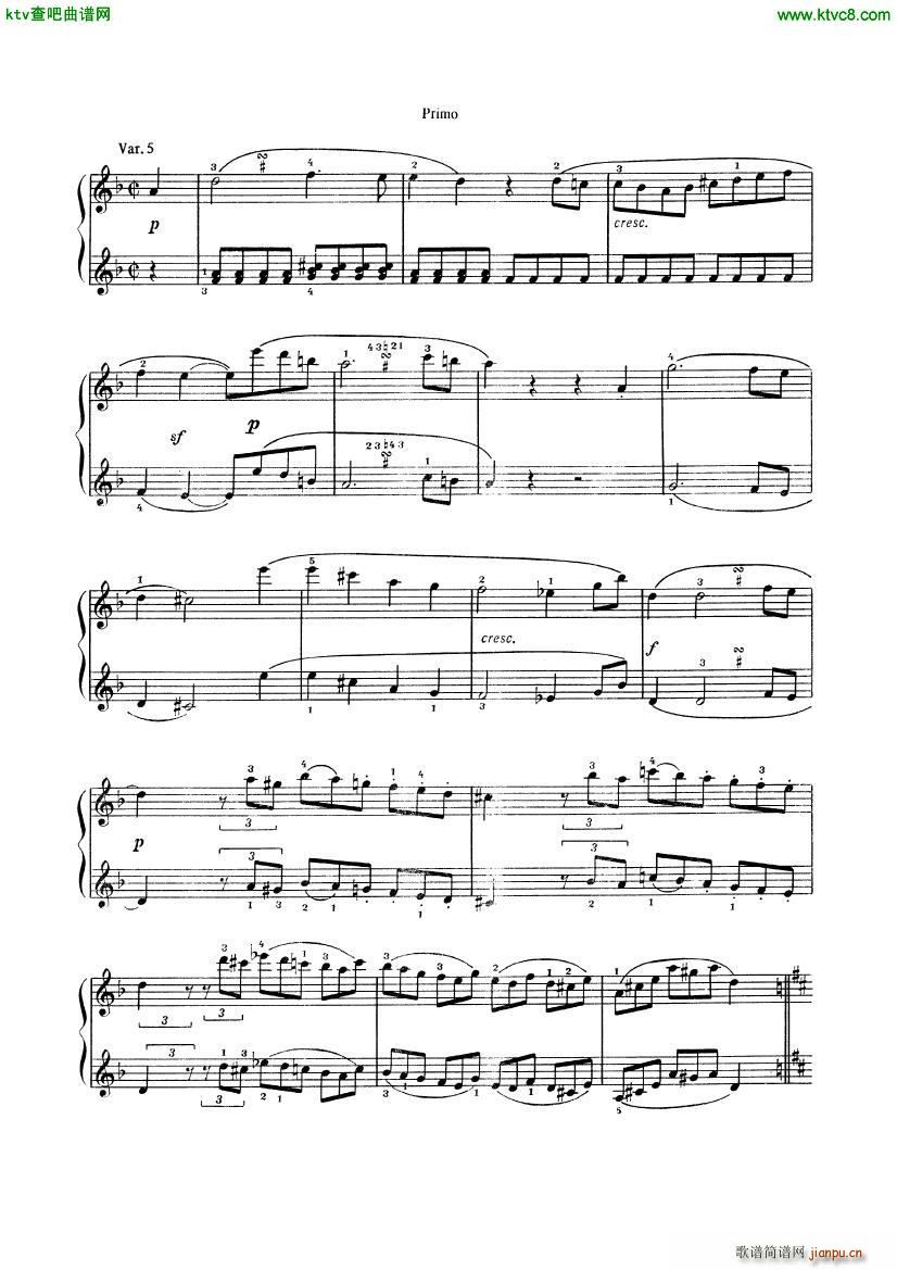 Beethoven op 74 Six Variations 4 hands(V)10