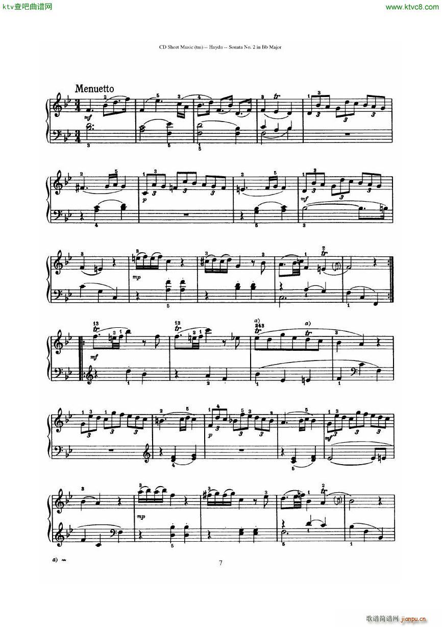 Haydn Joseph Sonata no 2 in Bb Major(V)7