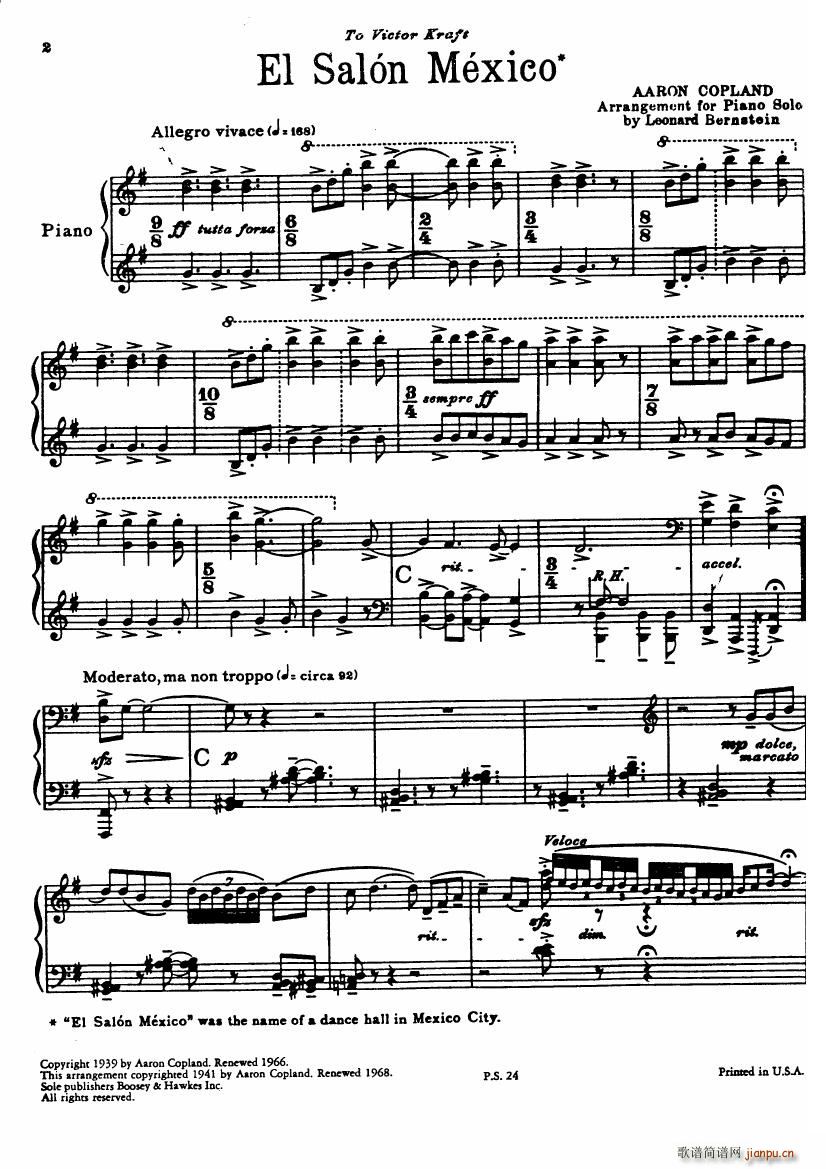 Copland Aaron Arr Bernstein El Salon Mexico(V)1