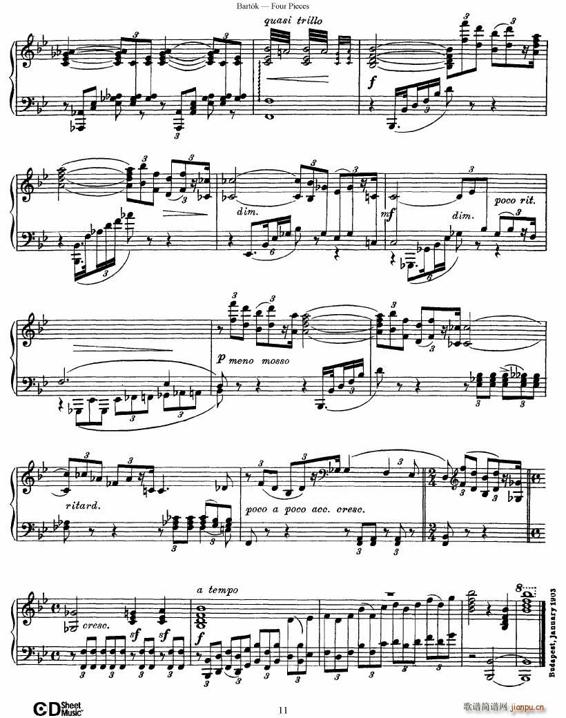 Bartok DD 71 Four Piano Pieces(V)11