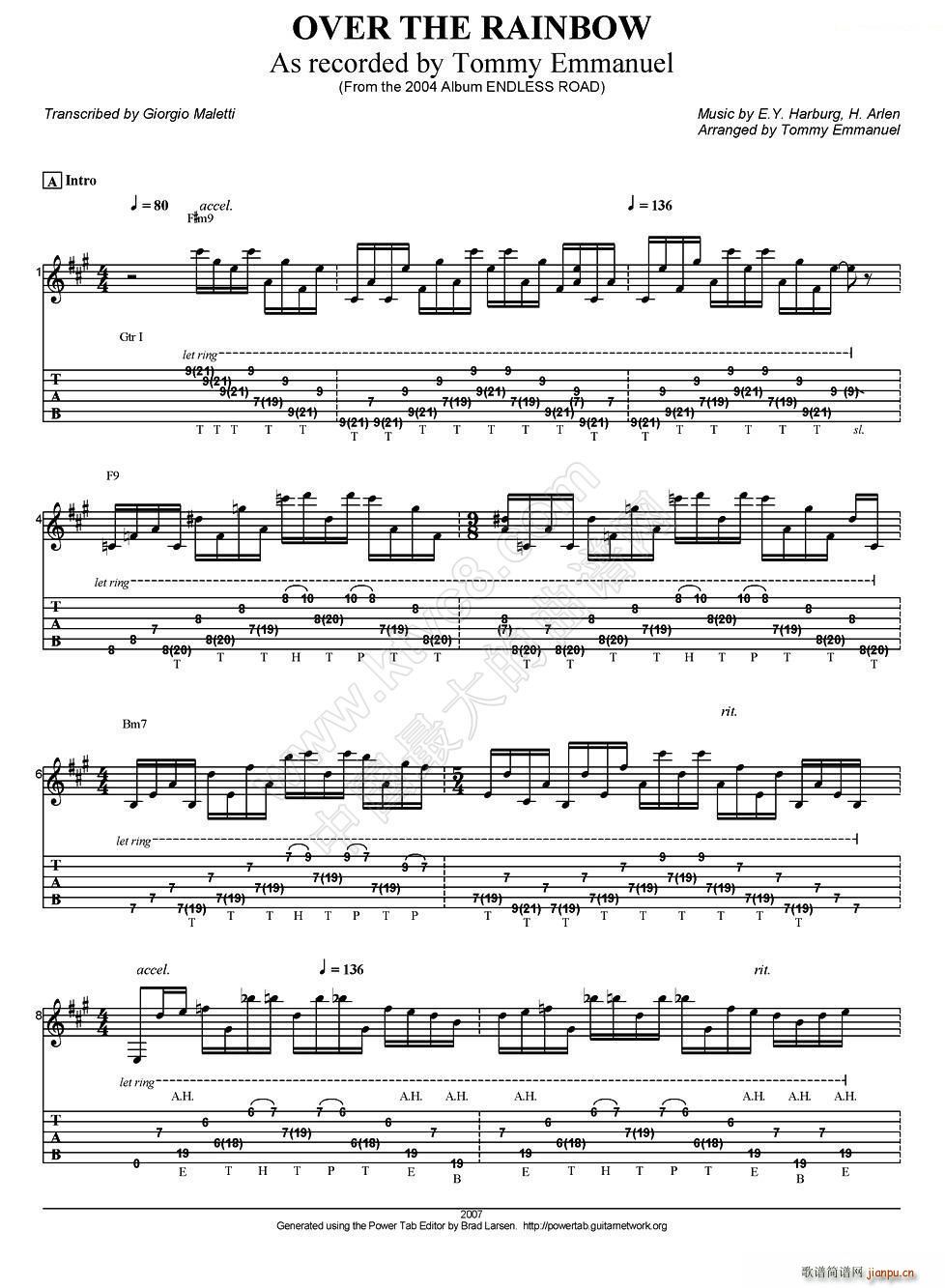 tommy emmanuel over the rainbow ָ(V)1