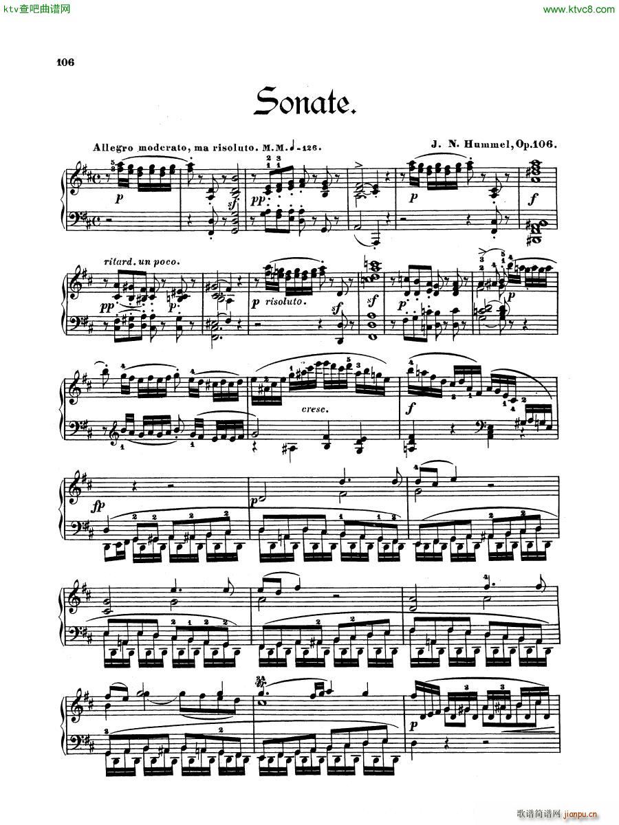Hummel Op 106 Sonata No 6(V)1