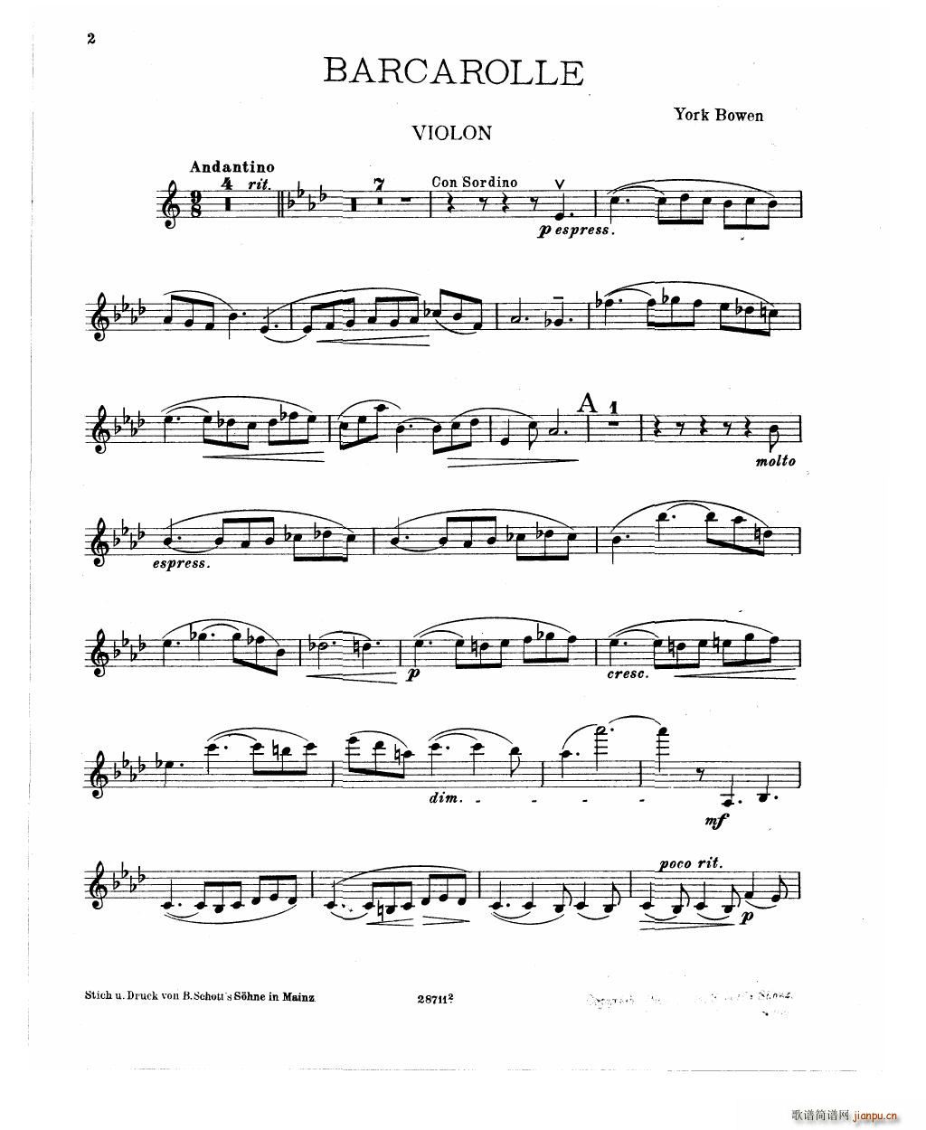 Bowen Barcarolle for violin and piano(V)18