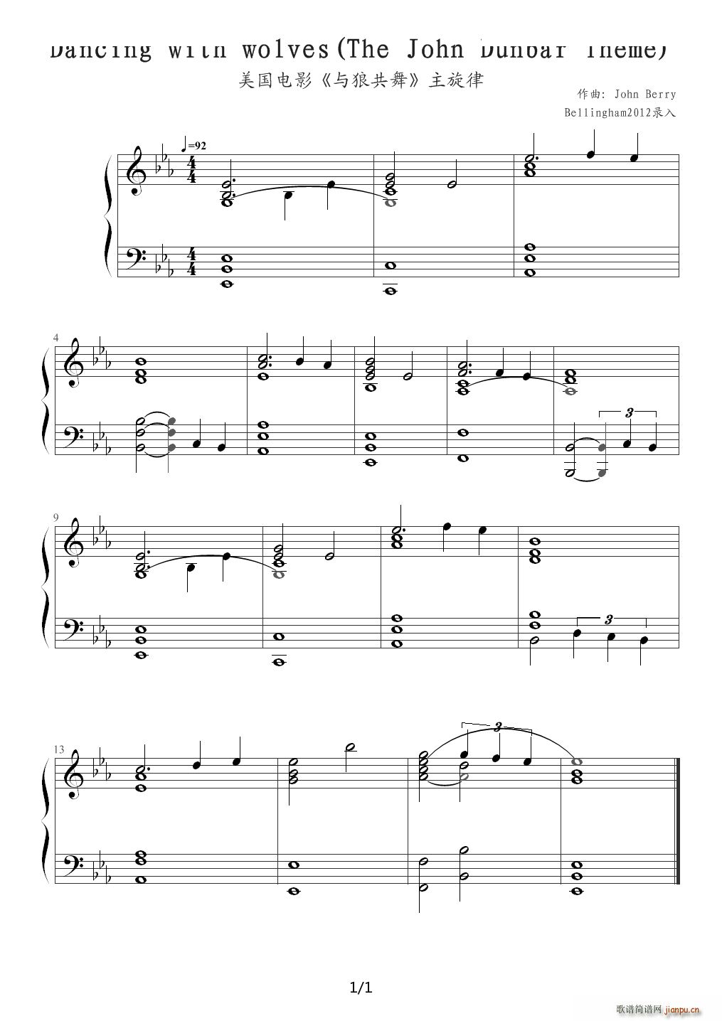Dancing with wolves The John Dunbar Theme E{(dio)(V)1