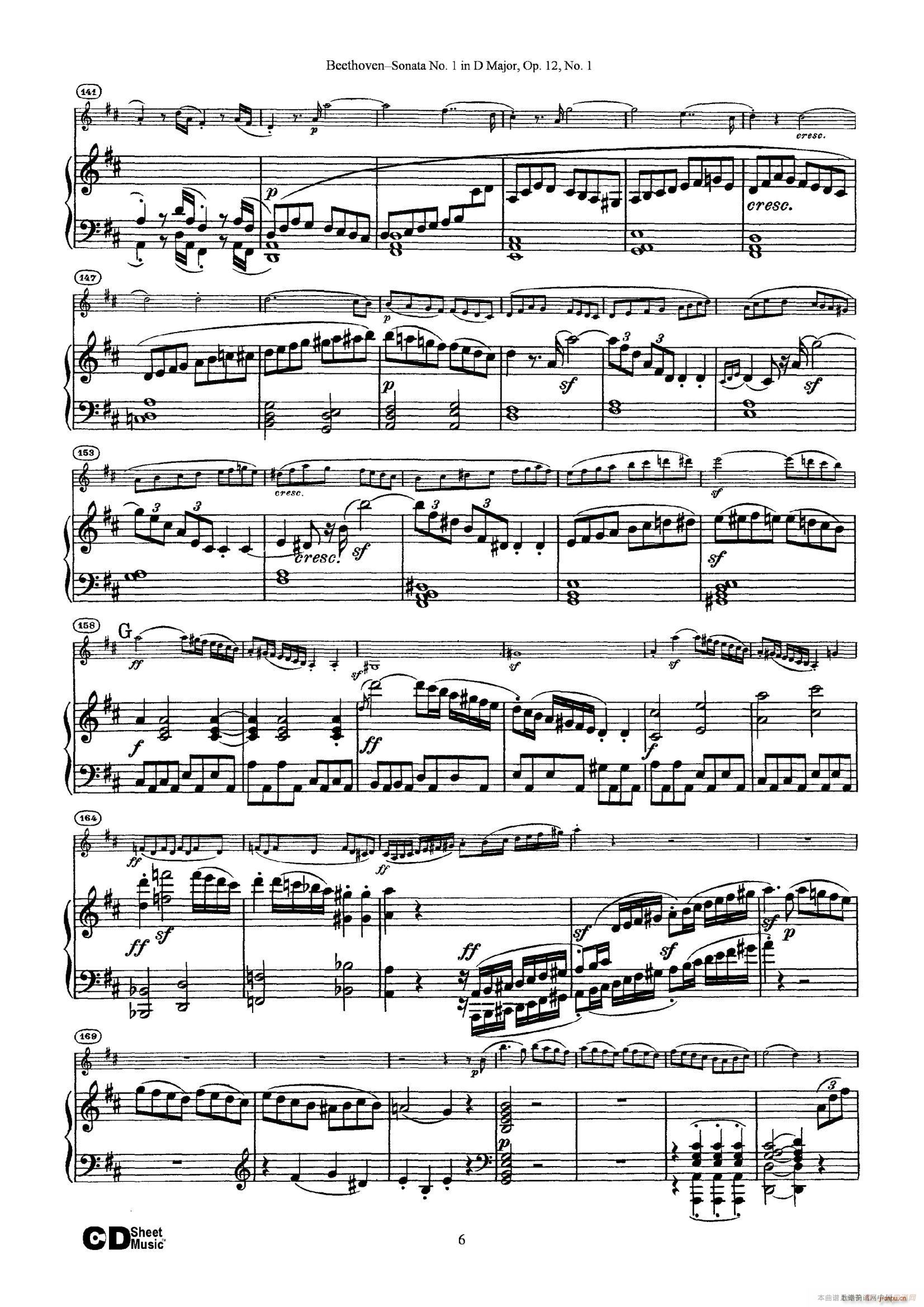 D{(dio)һСQ Sonata No 1 in D Major Op 12 No 1 ٰ(V)6