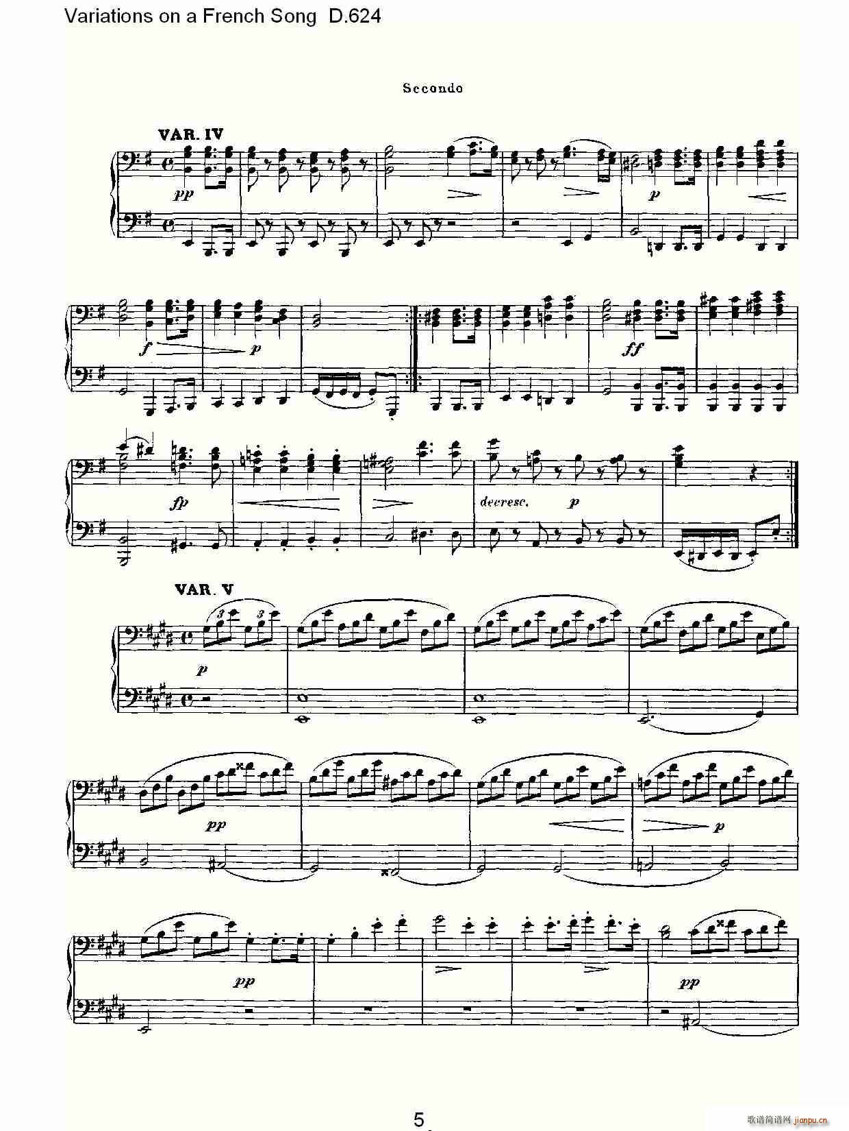 Variations on a French Song D.624(ʮּ)6