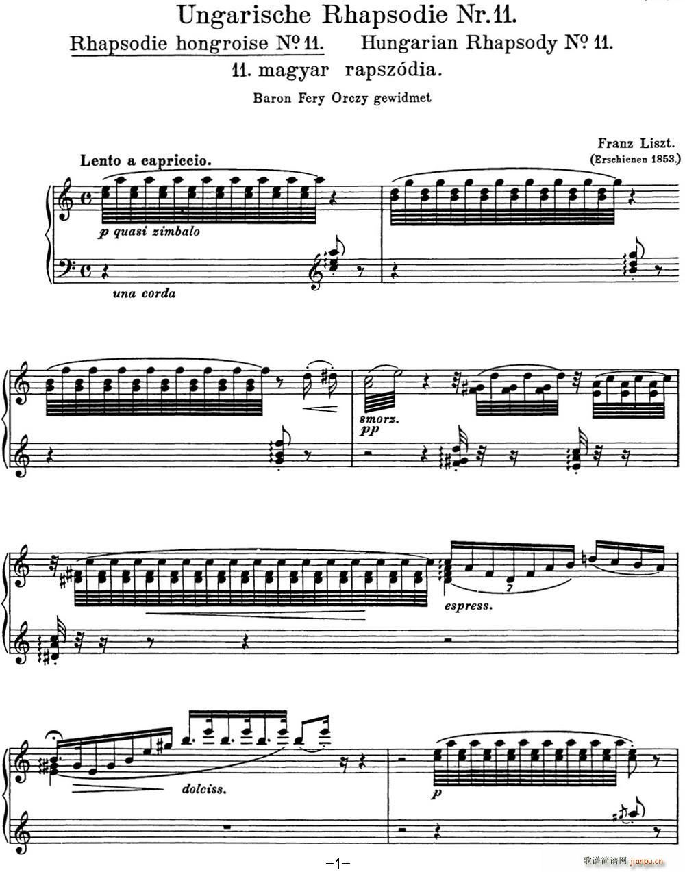 ˹  Hungarian Rhapsodies S 244 No 11(V)1