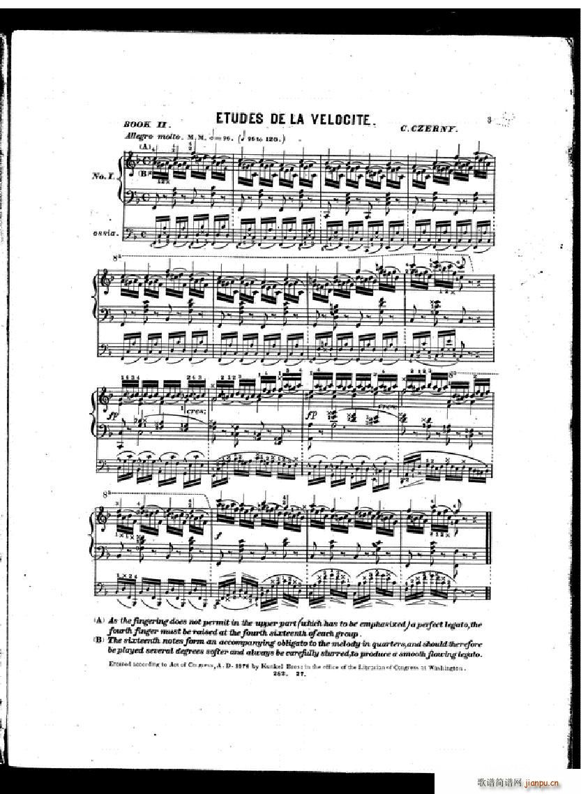 Czerny Etudes de la velocite book II(V)1