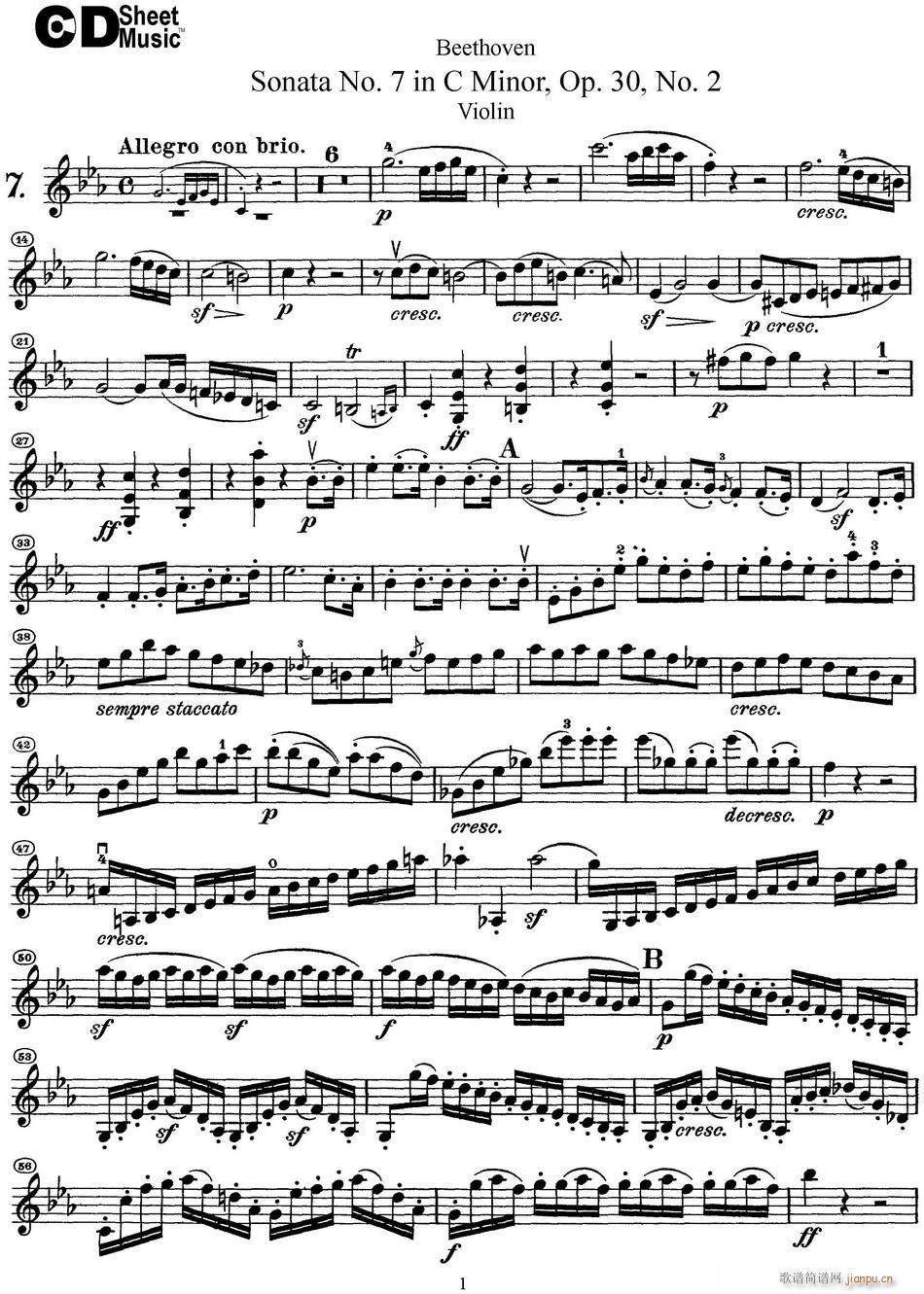 Violin Sonata No 7 in C Minor Op 30 No 2(СV)1