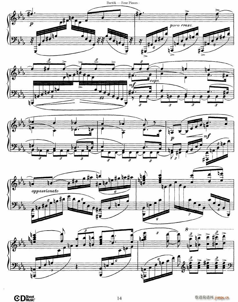 Bartok DD 71 Four Piano Pieces(V)14